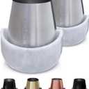 Gusto Nostro White Marble Wine Chiller for Glass and Stainless Steel Tumbler Set of 2 - Freezable Wine Glass Chiller Holder - Cool Set of Chillers and Stemless Metal Wine Tumblers for HomeBar (Silver)