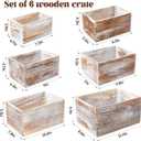 Juexica Set of 6 Farmhouse Wooden Crate Antique Wood Crates for Pantry Decor Organizer Storage Rustic Wooden Crates for Display Decorative Solid Wooden Storage Box for Book Storage Organizing