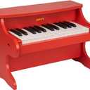 ZIPPY Kids Piano Keyboard, 25 Keys Digital Piano for Kids, Mini Music Educational Instrument Toy, Wood Toy for Toddlers Girls Boys (Red)