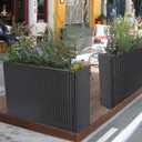 HPC Decor Planters, Plastic Planter for Outdoor Plants Handmade Wicker Large Rectangular Block Planter Box with Removable Liners, Modern Planter for Indoor Outdoor Patio Porch Deck., H 24.8" X L 32.48" X B 11.41"