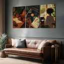 3 x XLYFVLGF 3Pcs Black Women Canvas Wall Art African American Pictures Wall Decor Black Girl Painting Fashion Abstract Prints for Bedroom Bathroom Living Room Home Decoration 16x24in, 24L"x16W"-Canvas