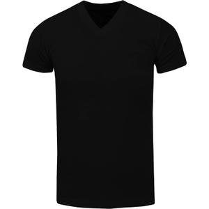 Men's Heavyweight Cotton T Shirt  Basic 6.2 Ounce Short Sleeve V Neck Plain Tee Top Tshirts Regular Big and Tall Size (Large, Black)