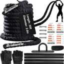 Battle Rope 1/1.26/1.5/2 Inch Diameter,Pink 30FT/40FT/50FT Exercise Workout Ropes for Home Gym Heavy Weighted Training Rope for Working Out