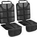 Helteko XL Car Seat Protector - 2 Pack Car Seat Cover for Child Carseat with Thickest Padding, 600D Oxford, Waterproof & Durable Fabric, Non-Slip Back, 2 Mesh Storage Pockets, Black
