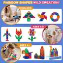 Travel Magnetic Tiles Toddler Toy Set, 42PC Mini Magnetic Tiles & Building Blocks for Kids, Portable STEM Sensory Toys for Restaurant & Airplane, Gift for 3+ Years Old Boys Girls with Iron Case