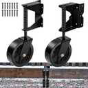 Gisafai 2 Pcs 6 Inches Heavy Duty Gate Wheel, Gate Caster for Outdoor Wooden Doors or Fence, Caster Wheel Spring Loaded for Uneven Floors with 360 Swivel, Left Right, Black