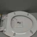 Round Toilet Seat, Slow Close, White Plastic, Never Loosen, 16.5”