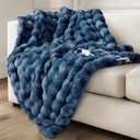 Electric Heated Blanket for Girls & Women, Soft & Luxurious, Faux Rabbit Fur Heating Throw Blankets, 6 Heat Settings, Overheat Protection, Quick Heating, Memory Function, Gift-Ready Design, 50"x60"