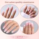 2 x Press on Nails, 256pcs Pink French Tip Press on Nails, Short Almond French Soft Gel Nail Tips, No Need to File Tips Pre-lasting, Acrylic Fake Nails for Women Nail Art DIY 16 Sizes
