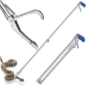 60" Stainless Steel Snake Tong - Foldable Snake Grabber Tool, Sponge Wrapped Non-Slip Grip Handle, 35mm Heavy Duty Tube, Aluminum Snake Jaws & Folded Lock, Snake Catcher for Safe Rattlesnake Catching SET OF 10.  A completely new item, many scratches during transportation