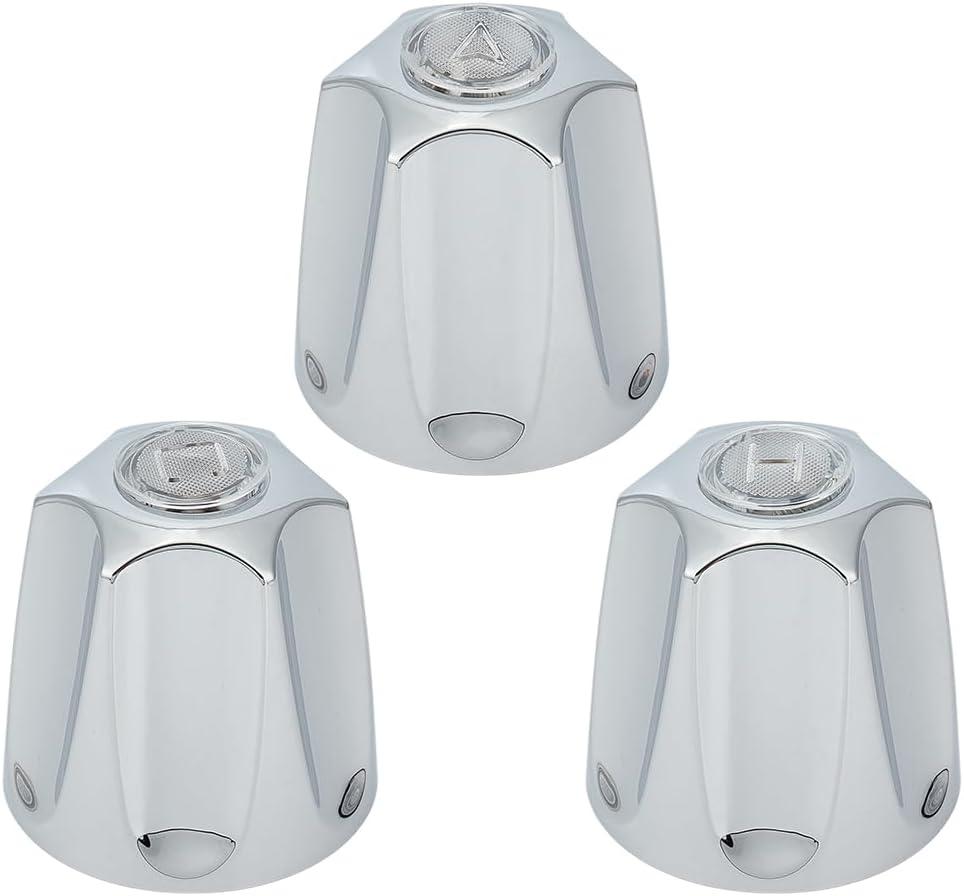 3 Pcs Metal Shower Knob Replacement, Bathtub Faucet Handle Remodel Trim Kit Shower Faucet Handle Replacement Compatible with Price/Pfister Verve Tub Shower (Polished) (Platinum)