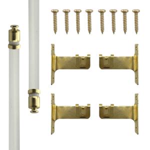 Amazing Drapery Hardware 7/16 Inch White Round Sash Curtain Rods with Brass Ends, Set of 2 (Hardware Included) - Adjustable Length 48-84 Inches, Easy to Install Rods for Doors, Windows, and Sidelights