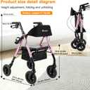 Foldable Rollator Walkers for Seniors with Seat,4 Wheel Rolling Walker