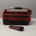TOOLEAGUE 19 Inches Heavy Duty Tool Bag 25 Pockets, 1680D Fabric Tool Bags with Strong Molded Base, Multi-pocket Tool Organizer with Adjustable Shoulder Strap