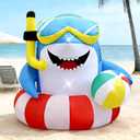 4FT Inflatable Shark with Beach Ball for Summer Outdoor Decor, Blow Up Shark Built-in 3 LED Lights for Beach Pool Ocean Party Decorations, Birthday Party Supplies, Yard Garden Indoor Photo Backdrop