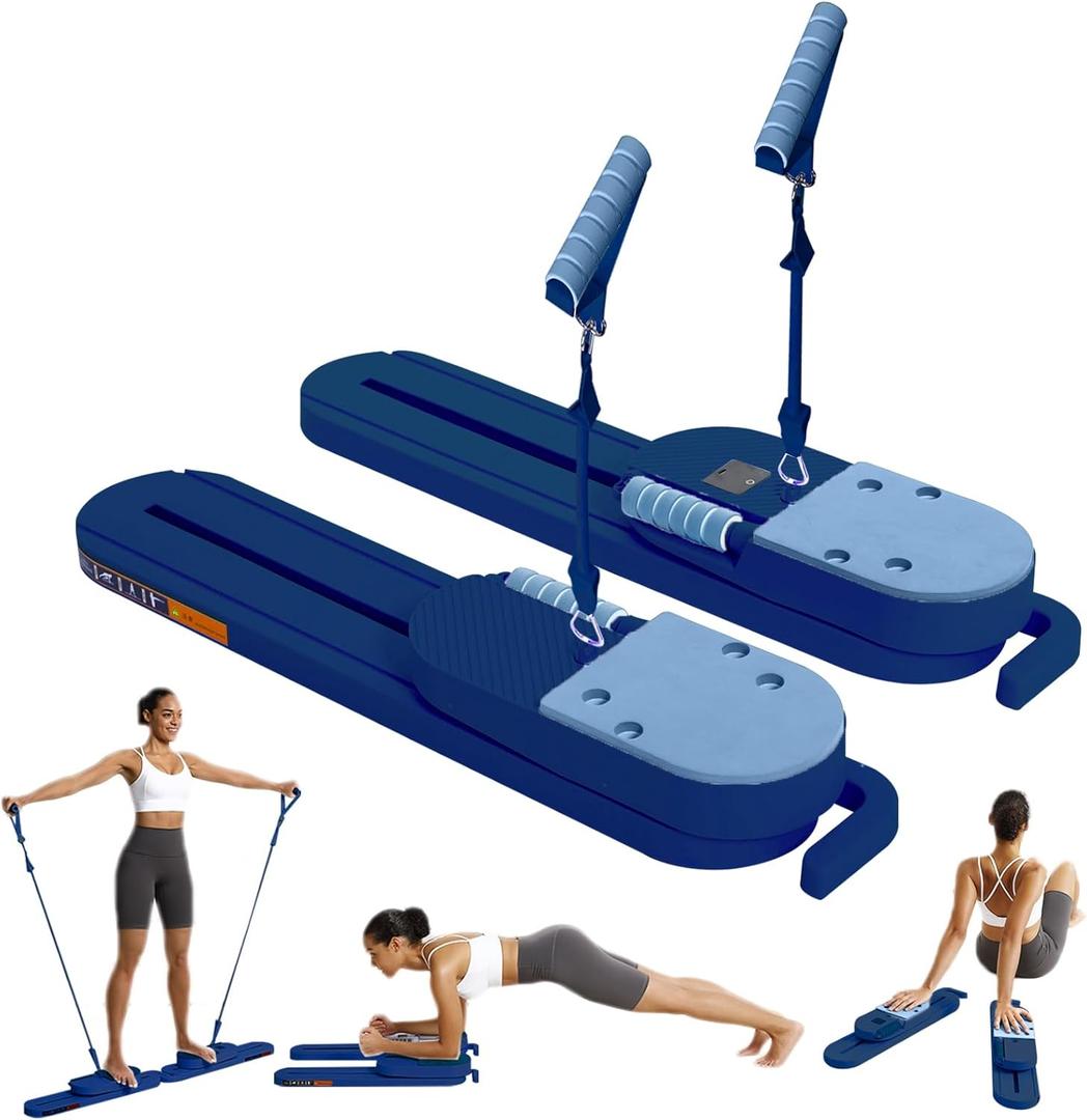 Eolzzi Portable Pilates Reformer Set for Women, Multi-Functional Pilates Exercise Board with Resistance Bands for Home Workouts, Core Strengthening, Toning, Abdominal Sculpting, Full-Body Fitness