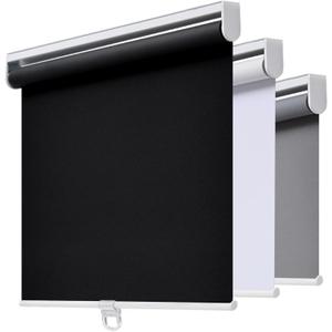 AOSKY Cordless Roller Shades Blackout Blinds for Windows Room Darkening Rolled Up Shades with Spring System, UV Protection Window Shades Door Blinds for Home and Office (37" W x 72" H, Black)