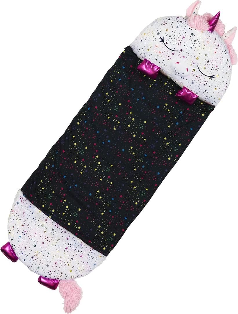 Happy Nappers Pillow & Sleepy Sack- Comfy, Cozy, Compact, Super Soft, Warm, All Season, Sleeping Bag with Pillow- Large 66 x 30, Shimmer Unicorn