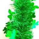 33FT Glitter St.Patrick's Day Tinsel Garland Decorations Green Shamrock Clover Metallic Twist Garland for St Patricks Day Irish Festival Party Tree Mantle Office Parade Floats Ornaments