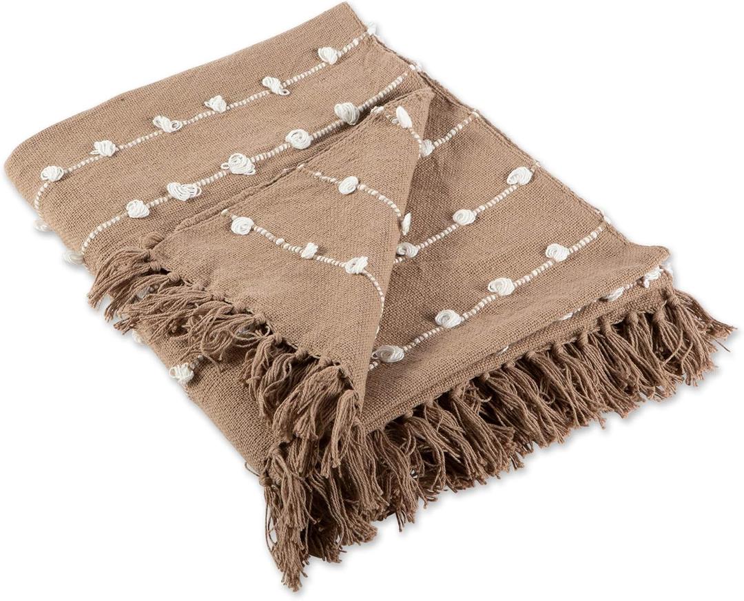 DII Woven Loop Throw Collection, 50x60, Stone