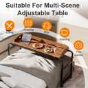 BYMECOST Laptop Desk for Bed, Adjustable Height & Length Laptop Bed Table,Overbed Table with Wheels for Queen Size Beds,Rolling Standing Desk,Over Bed Table for Working Reading Eating