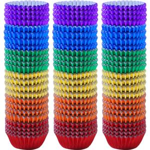 Elcoho 600 Pieces 1.25 Inch Mini Foil Metallic Cupcake Liners Muffin Paper Cases Baking Cups, 6 colors