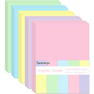 600 Sheets Colored Paper 8.5 X 11 - Color Printer Copy Paper 22lb/80gsm Double Sided Origami for DIY Art Craft,5 Pastel Colors