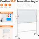 NEWBULIG Magnetic Whiteboard with Wheels 46" x 32", Dry Erase Board with Adjustable Rolling Stand, Heavy-Duty Aluminum Frame & Accessory Tray for Office, Classroom, Home & Presentations, White