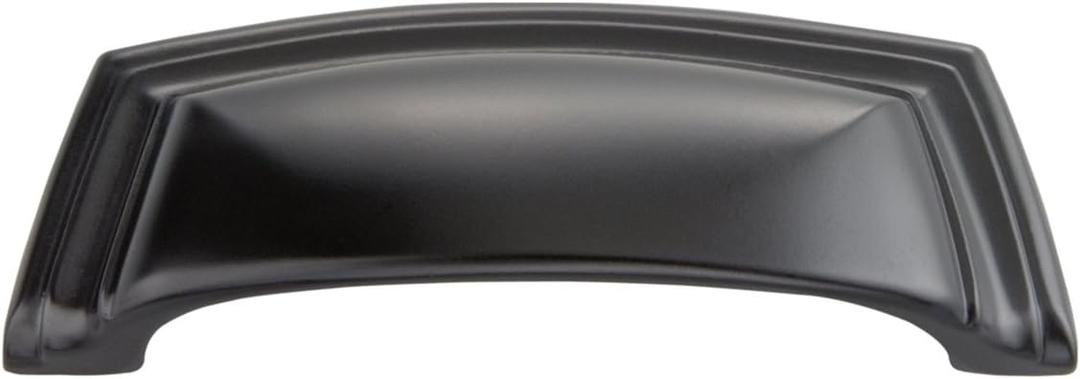 2 x Hickory Hardware 1 Pack Solid Core Kitchen Cabinet Pulls, Luxury Cabinet Handles, Hardware for Doors & Dresser Drawers, 3-3/4 Inch (96mm) Hole Center, Matte Black, Modus Collection