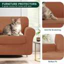 CHUN YI 3 Piece Chair Covers Armchair, Stretch Couch Cover with Separate Backrest and Cushion Covers, Anti-Slip Washable Living Room Furniture Protector for Dogs Pets (Small, Brick)
