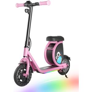 Hiboy JoyHaul Kids Electric Scooter for Ages 59 LED Neon Lights, 56Wh Battery Up to 5 Miles, Under-Seat Storage, Front Drum Brake, 100W Brushless Motor