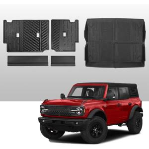 Mabett Seat Back Cover and Cargo Liner for Ford Bronco 4 Door Accessories, All-Weather Backrest Protector Trunk Mat Fit Bronco 2021-2024, Black