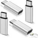 Lightning to USB C Adapter for iPhone 16/15 Pro Max/Plus,Samsung S25,iPad,Nintendo Switch,Support Charging,Not for Audio,Type C Charger Connector,for iPhone 16/15 Charger (4 Pack, All Silver)