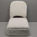 ACEQLYT New Upgrade Small Vanity Chair with Storage and Folding Back, White Vanity Stool wiht Ergonomic Backrest and Metal Legs, Furry Padded Ottoman for Makeup Room, Bedroom