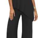 Womens 2 Piece Sets Summer Travel Vacation Outfits 2025 Lounge Matching Sweater Set Knit Tube Tops Wide Leg Pants (X-Small, Black)