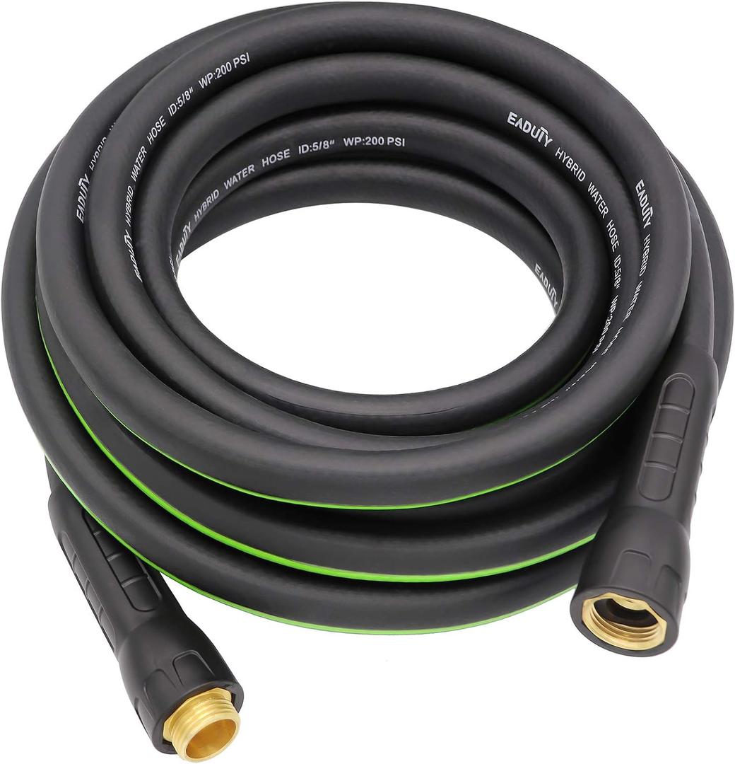 Hybrid Garden Hose 5/8 IN. x 25 FT, Heavy Duty, Lightweight, Flexible with Rotatable Grip Handle and Solid Brass Fittings
