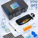 Monthly Pill Organizer 3 Times a Day Yonlog Large Medicine Box with Weekly Travel Bag, Pill Cutter, Easy-Open Pick, Pill Taker Tool, and 2 Medication Stickers (Black, 3 Times a Day)
