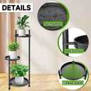 3-Tier Metal Plant Stand for Indoor & Outdoor, Heavy Duty Corner Flower Shelf Display Rack for Living Room Balcony Patio Garden Bedroom Classroom Black (Black-B)