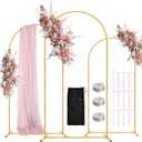 Wedding Arch Backdrop Stand 6FT, 5FT, 4FT Set of 3 Metal Gold Balloon Arch kit Stand for Ceremony Baby Shower Valentine Engagement Party Event Decoration, Garden Climbing Plant Fram