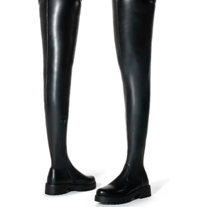 Black Thigh High Boots for Women - Trendy Over the Knee High Boots with Inner Zipper Long Calf Fashion Skinny Punk Boot Knight Style for Party Prom (13)