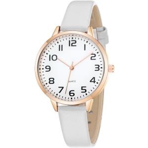 Women's Dainty Analog Leather Dress Watch for Small Wrists, Ladies Waterproof Watches for Women, Reloj para Mujer (White-23#)
