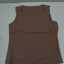 YUCOLEN Brown Tank Top Womens Double Lined Sleeveless Tops Square Neck Camisole Slim Fit Basic Tee Summer Crop Shirt M