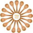 Bokon 100 Pieces Small Wooden Spoons Wooden Condiments Spice Spoon for Kitchen Cooking Eating Seasoning Honey Coffee Tea Sugar Jar