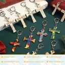 2 x Cunno 25 Set Christian Easter Crafts for Kids Religious Gifts for Sunday School Easter Day Craft DIY Wooden Cross Keychain Color Your Own Ornaments for Easters Party Favor Church Bible Study