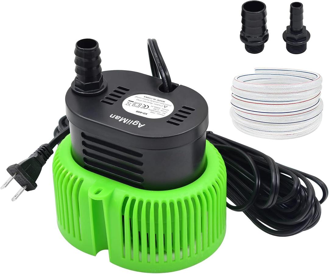 Pool Cover Pump above Ground - Submersible Water Sump Pump Swimming Water Removal Pumps, with Drainage Hose & 25 Feet Extra Long Power Cord, 850 GPH inGround, 3 Adapters (Green)