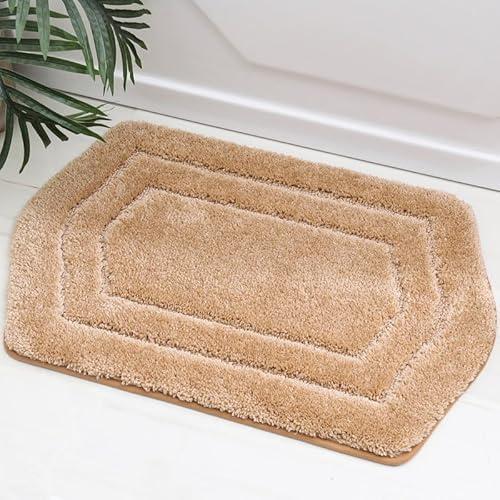 Taupe Beige Bathroom Rug Non Slip Pretty Tufted Design 20" W X 32" L | Super Water Absorbing Shaggy Plush Luxury Underfoot Feel Quick Dry Bath Mat