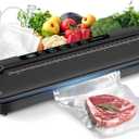 Vacuum Sealer Machine for Food Preservation, 6-in-1 Food Sealer for Freshness Storage, 75kpa Compact Vacuum Sealing Machine with External Sliding Blade, Digital Countdown Timer Black