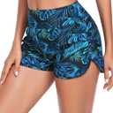 RELLECIGA Women's High Waisted Swim Board Shorts with Built-in Brief (XXXL)