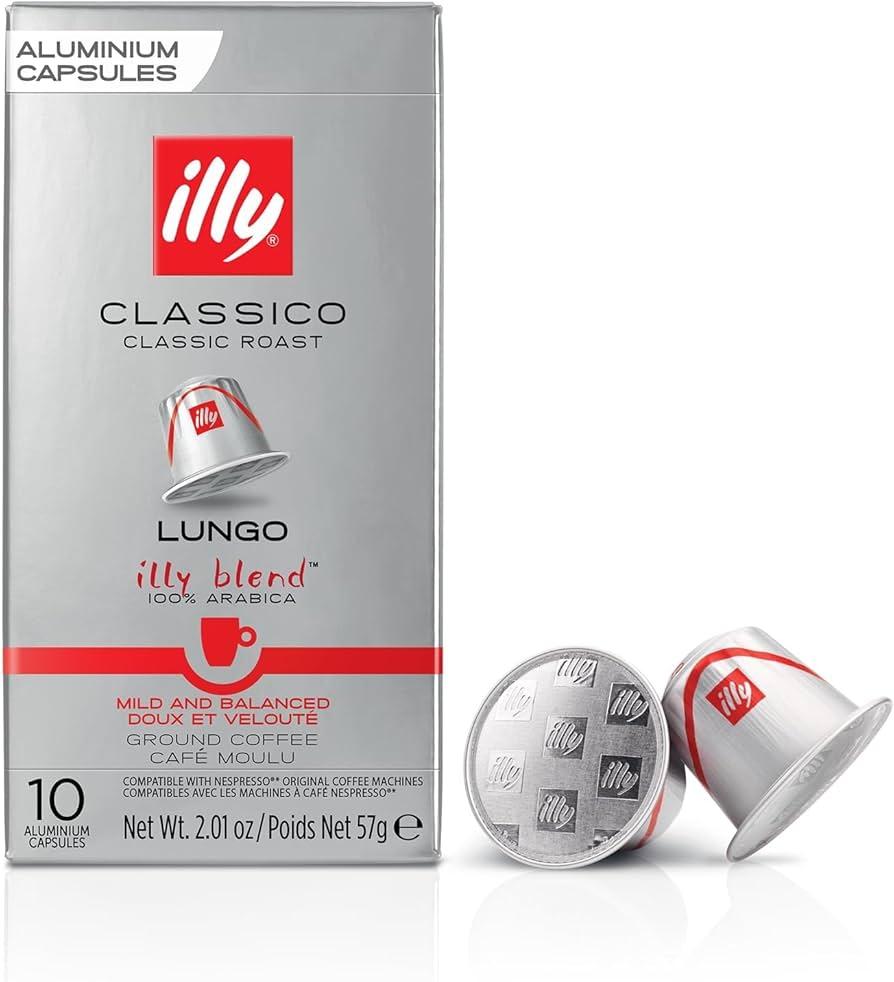 Illy Espresso Compatible Capsules - Single-Serve Coffee Capsules & Pods - Classico Lungo Roast - Notes Of Caramel, Orange Blossom & Jasmine Coffee Pods - For Nespresso Coffee Machines – 10 Count,BBD04/03/2027