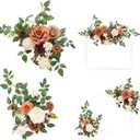 Ling's moment 2pcs Fall Wedding Artificial Floral Swag Welcome Sign Flowers Backdrop Garland Terracotta Orange Ceremony Reception Wall Home Decorations Entryway Faux Outdoor Board Head Table Decor